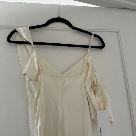 Reformation Ronda Silk Maxi Dress SZ 4 Ivory One Shoulder Asymmetrical Neckline - Picture 4 of 11